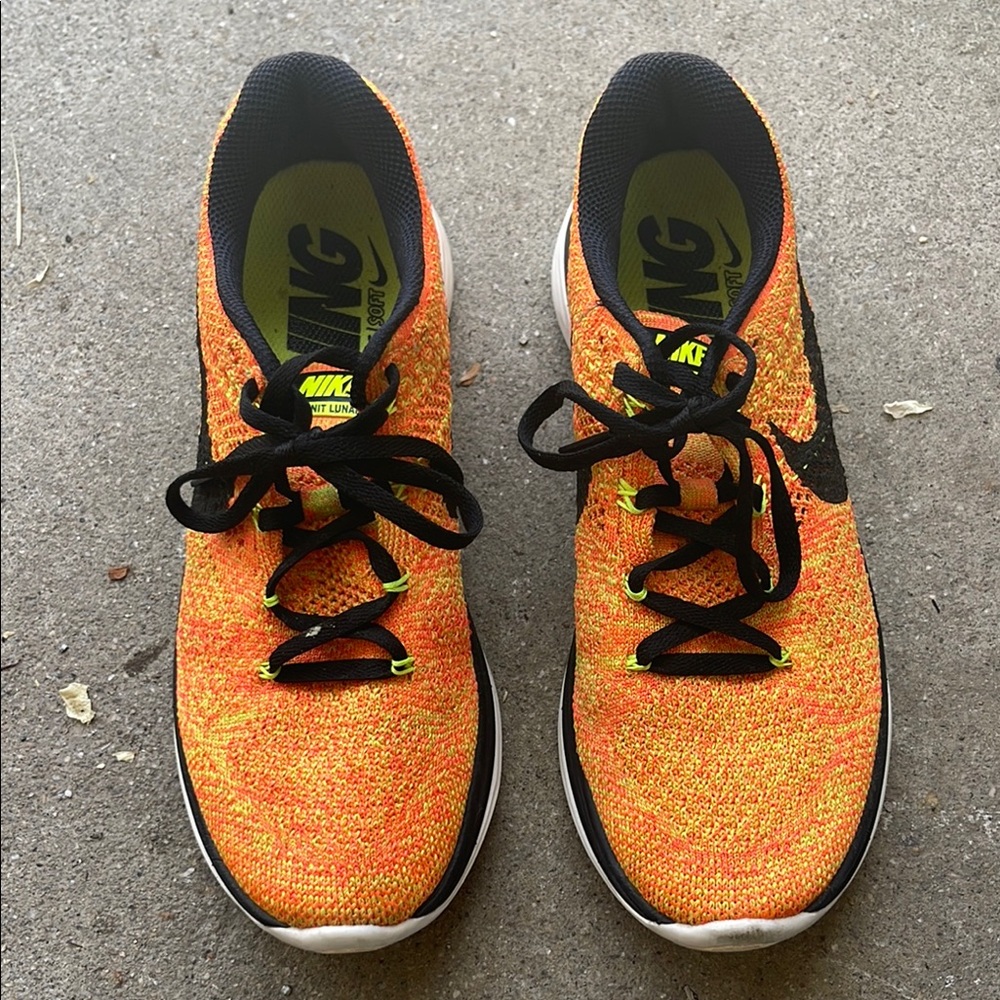Nike Bright Orange flyknit lunar 3 Athletic Sneakers